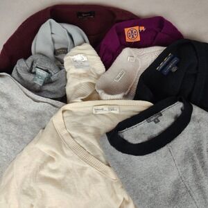 Lot of 10 FLAWED 100% Cashmere Sweaters Assorted Sizes Tory Burch Quince N.Peal